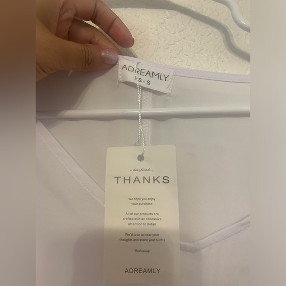 NEW! ADREAMLY Womens BEACH COVER-UP White Kafton White Pom Pom Trim Size XS/ S - Picture 4 of 5